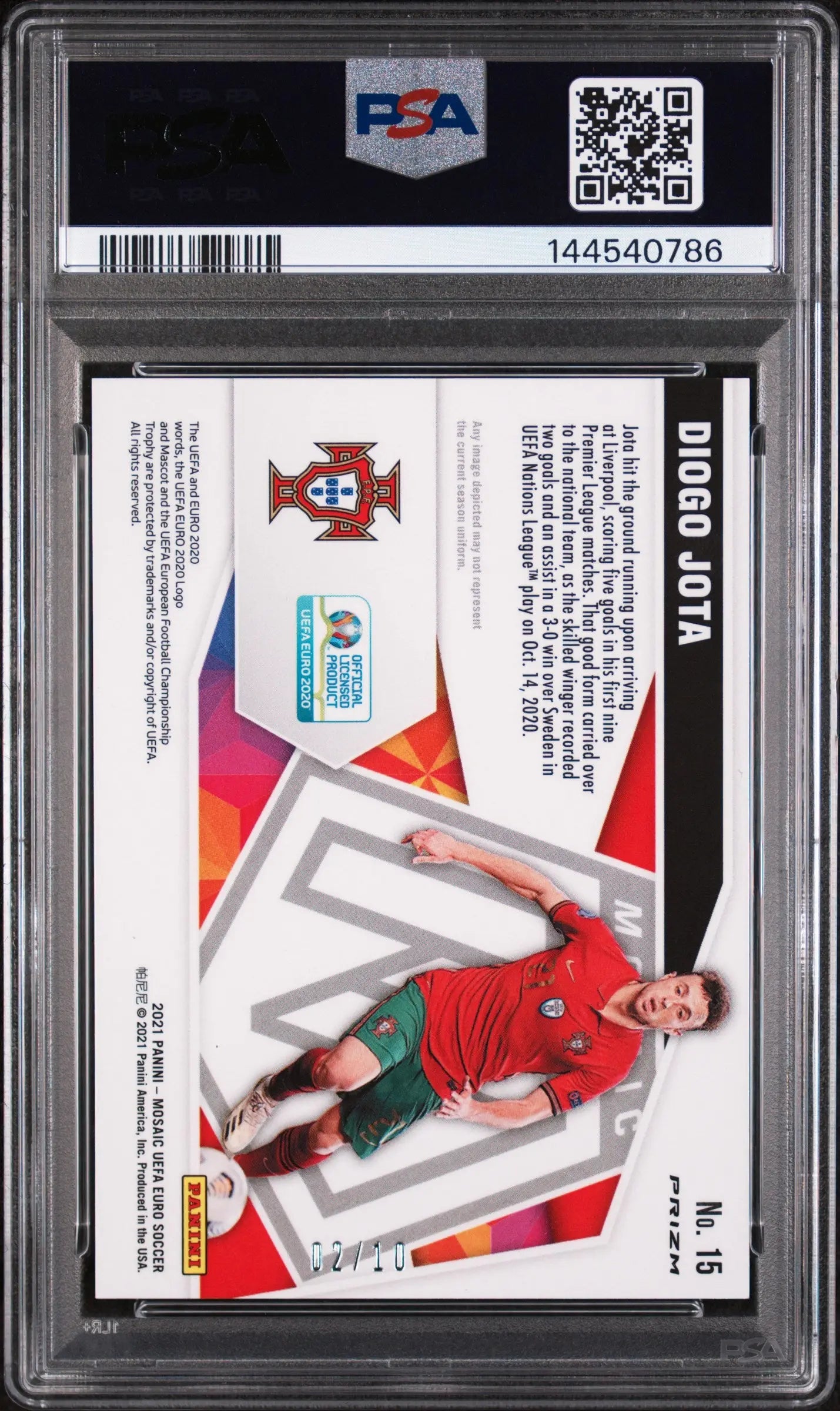 2020 Panini Mosaic UEFA Euro Pink Give And Go Diogo Jota /10 PSA 10 