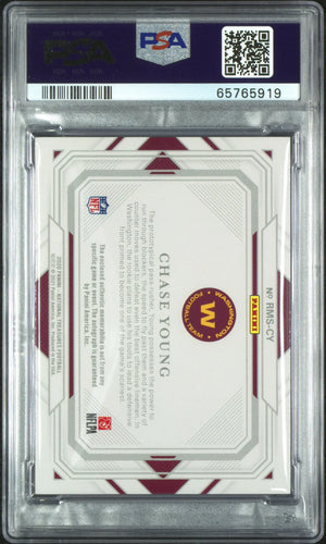 2020 Panini National Treasures Rookie Material Signatures Chase Young Black PSA8 RC /5 