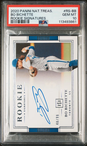 2020 Panini National Treasures Rookie Signatures Auto Bo Bichette /99 PSA 10 