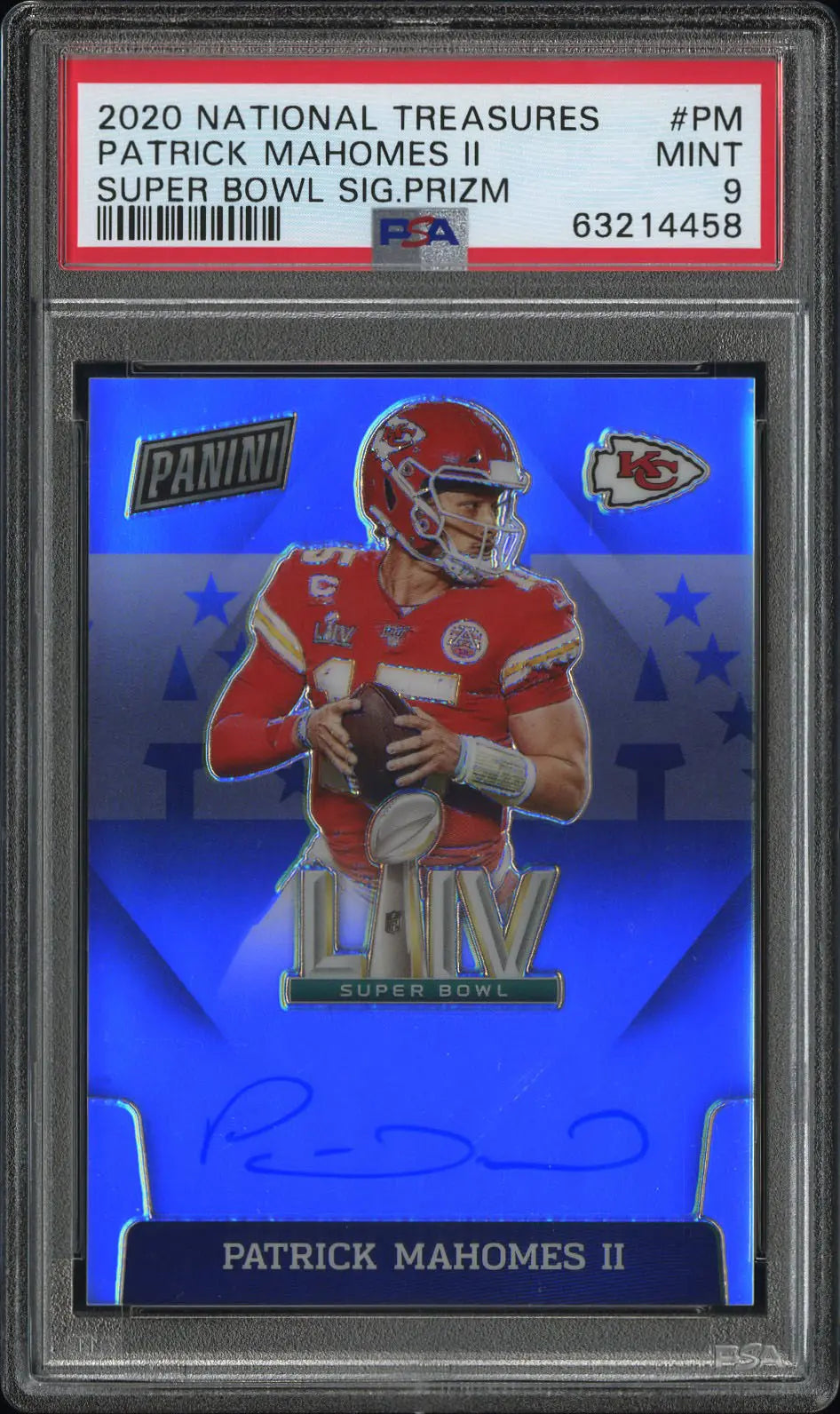 2020 Panini National Treasures SB Autograph Patrick Mahomes II Prizm PSA 9 
