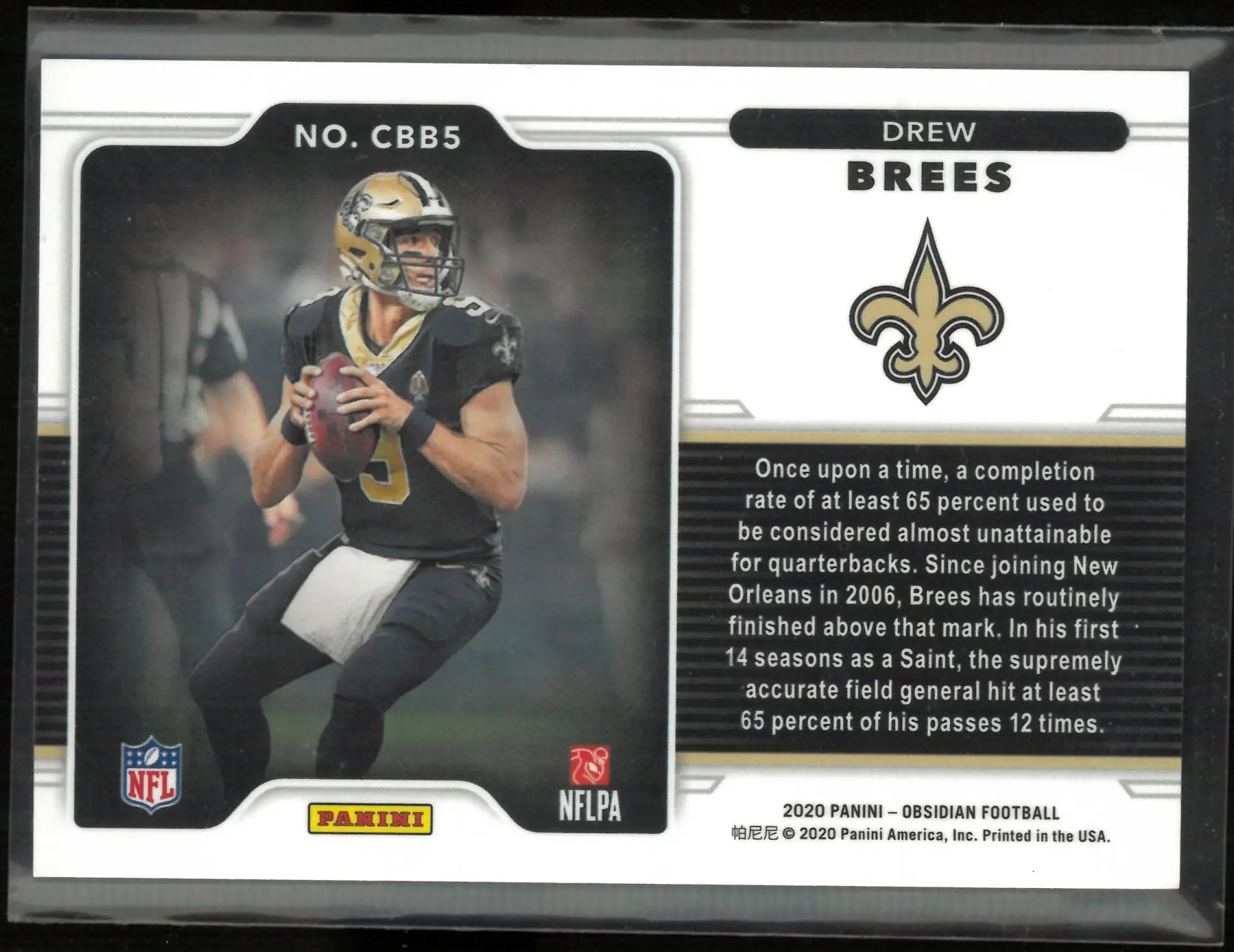 2020 Panini Obsidian Drew Brees Obsidian Color Blast 