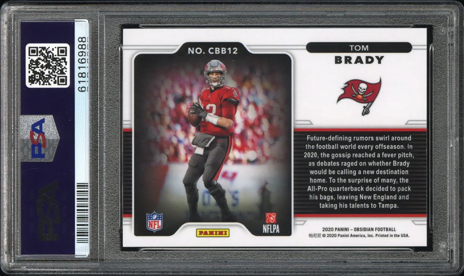 2020 Panini Obsidian Football Color Blast Black Tom Brady PSA 10 GOAT 