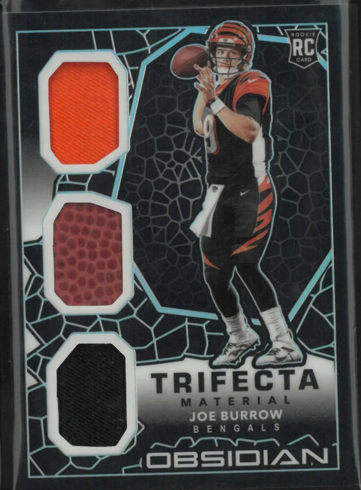 2020 Panini Obsidian Trifecta Material Patch Rookie Joe Burrow RC /100 