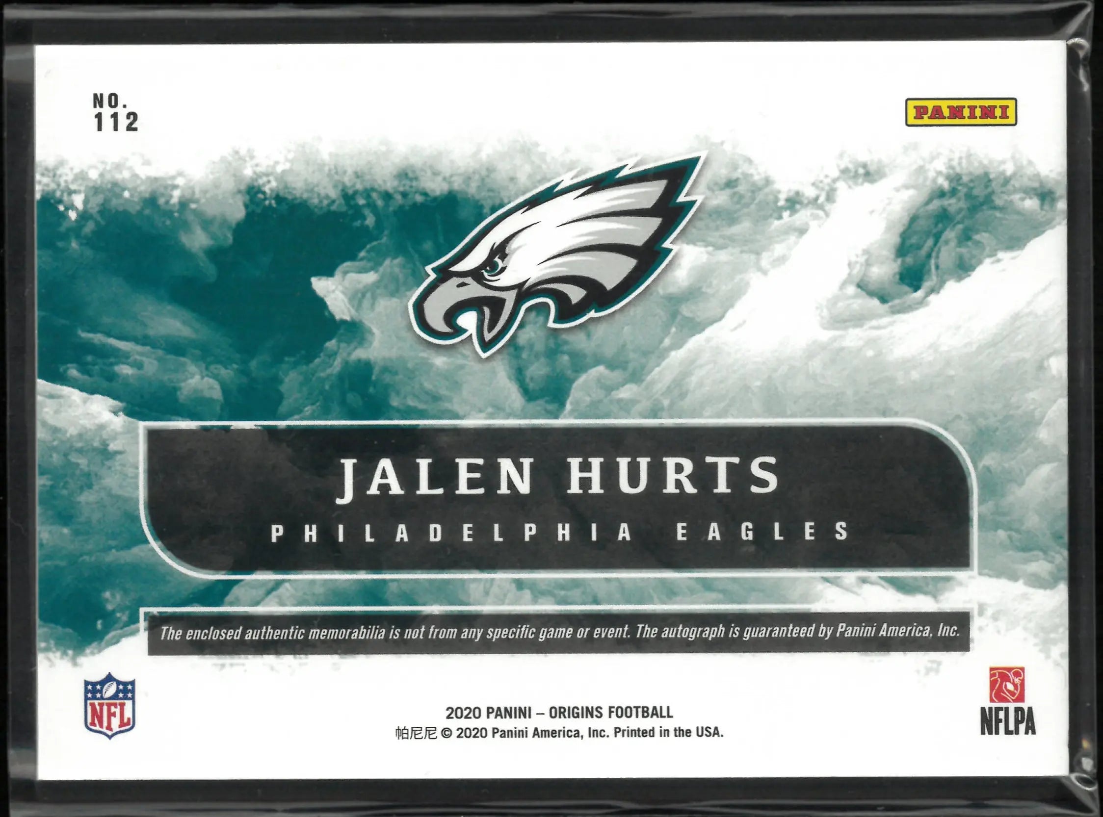 2020 Panini Origins Jalen Hurts Rookie Patch Autograph Auto RC /99 