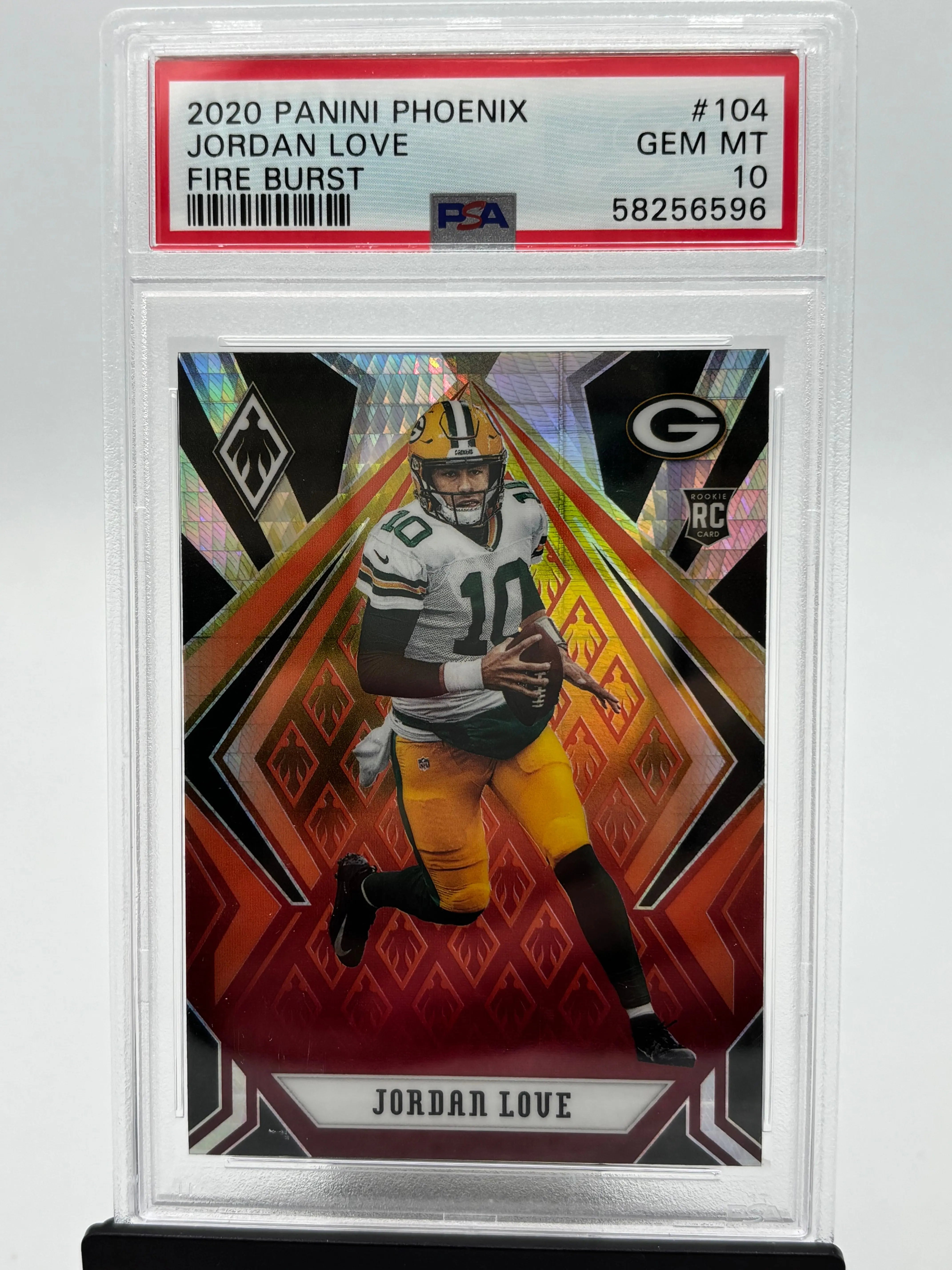 2020 Panini Phoenix Rookie Jordan Love Fire Burst RC PSA 10 