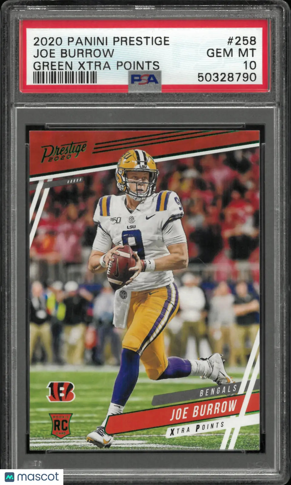 2020 Panini Prestige Joe Burrow #258 Green Xtra Points PSA 10 