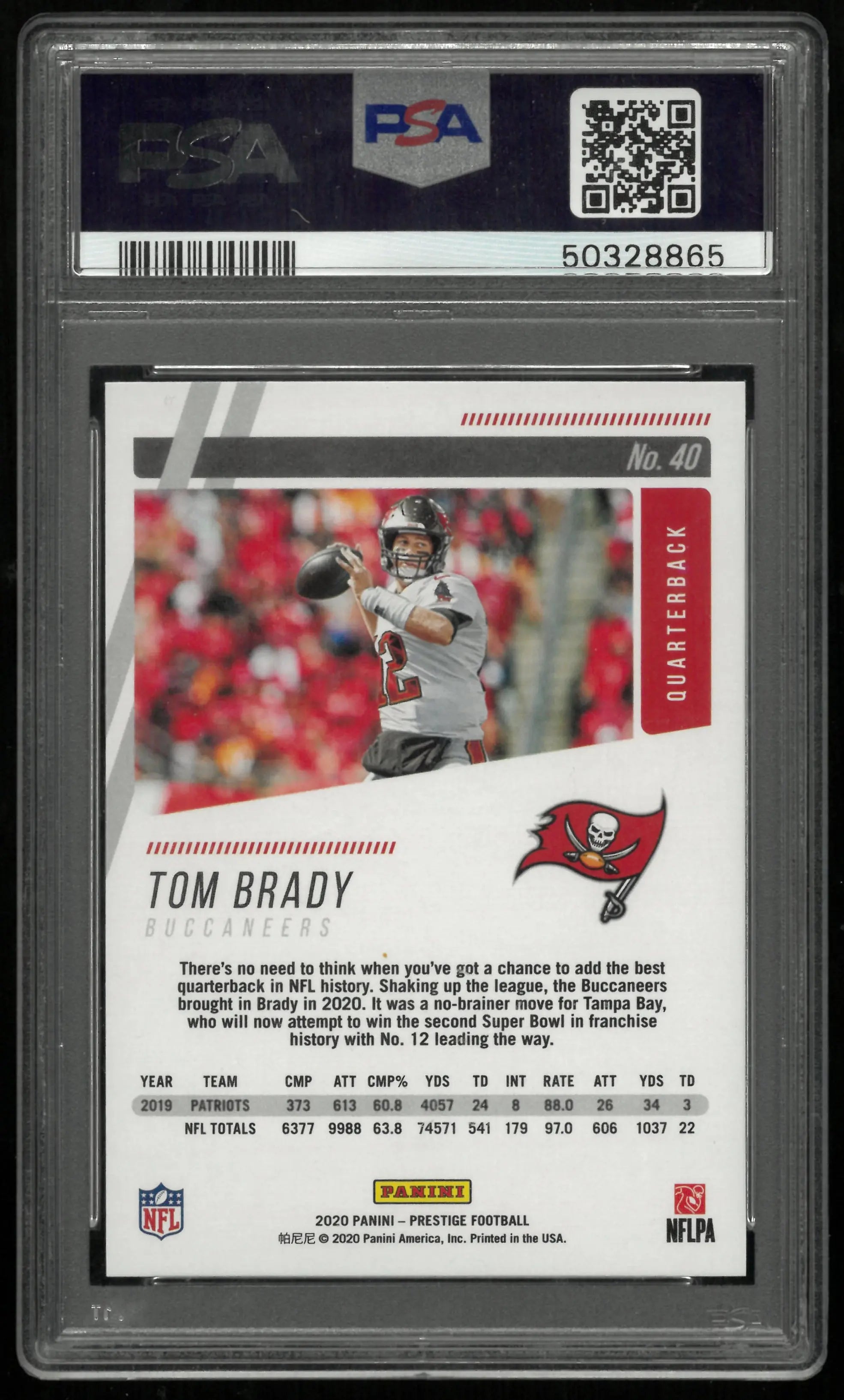 2020 Panini Prestige Tom Brady #40 PSA 10 