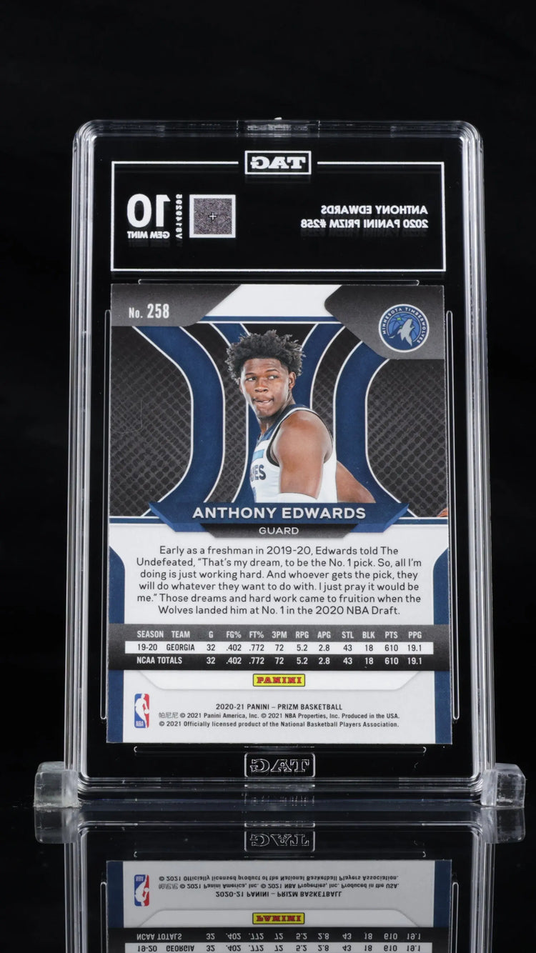2020 Panini Prizm Anthony Edwards RC Rookie Base Prizm #258 TAG 10 