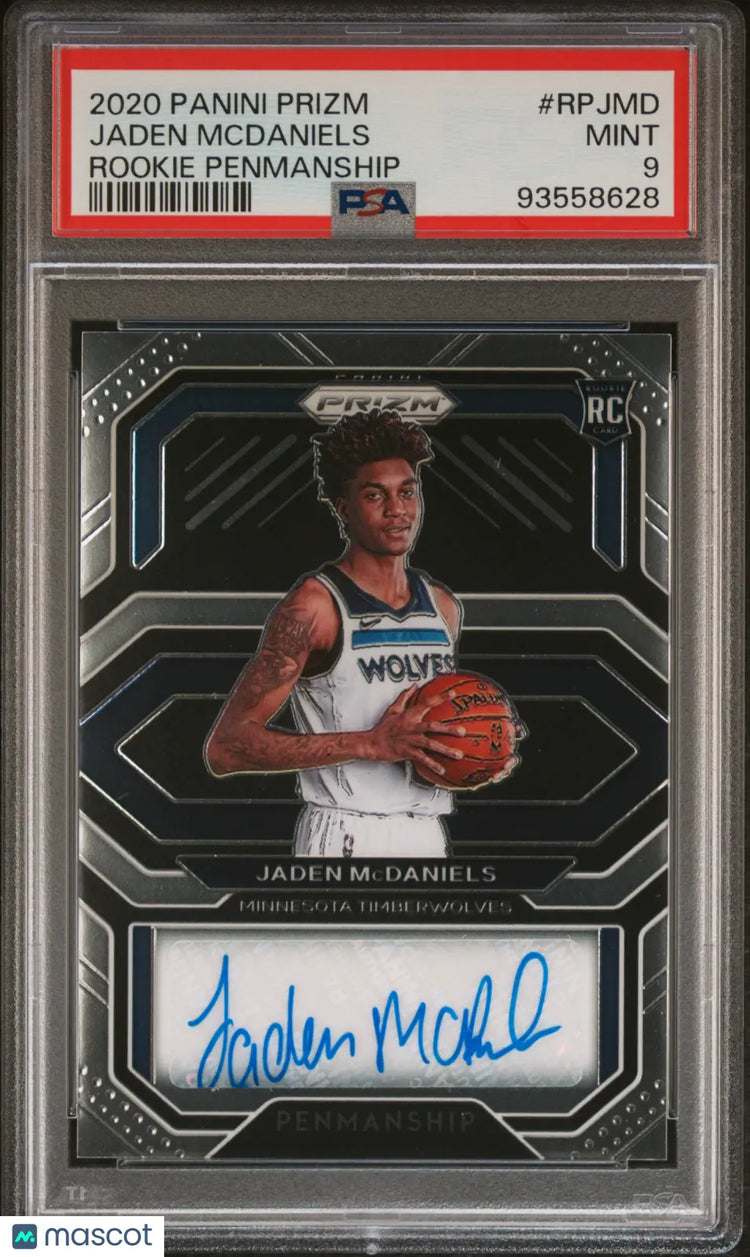 2020 Panini Prizm Basketball Rookie Penmanship Auto Jaden McDaniels PSA 9 