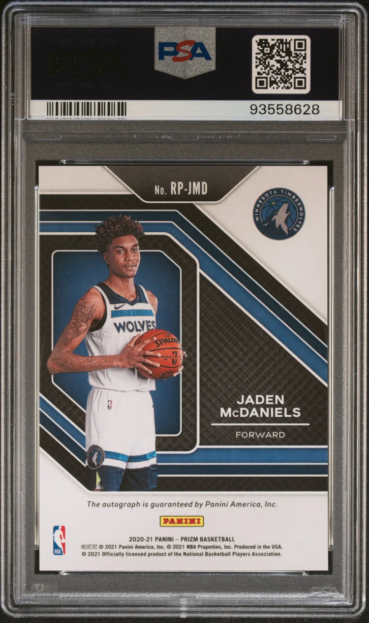 2020 Panini Prizm Basketball Rookie Penmanship Auto Jaden McDaniels PSA 9 