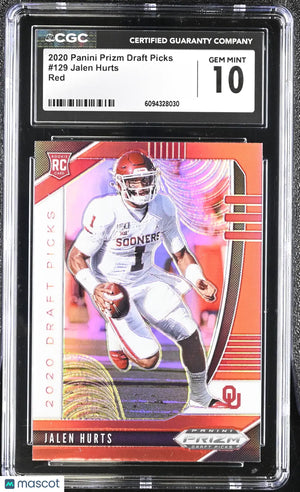 2020 Panini Prizm Draft Picks Jalen Hurts #129 Red CGC 10 