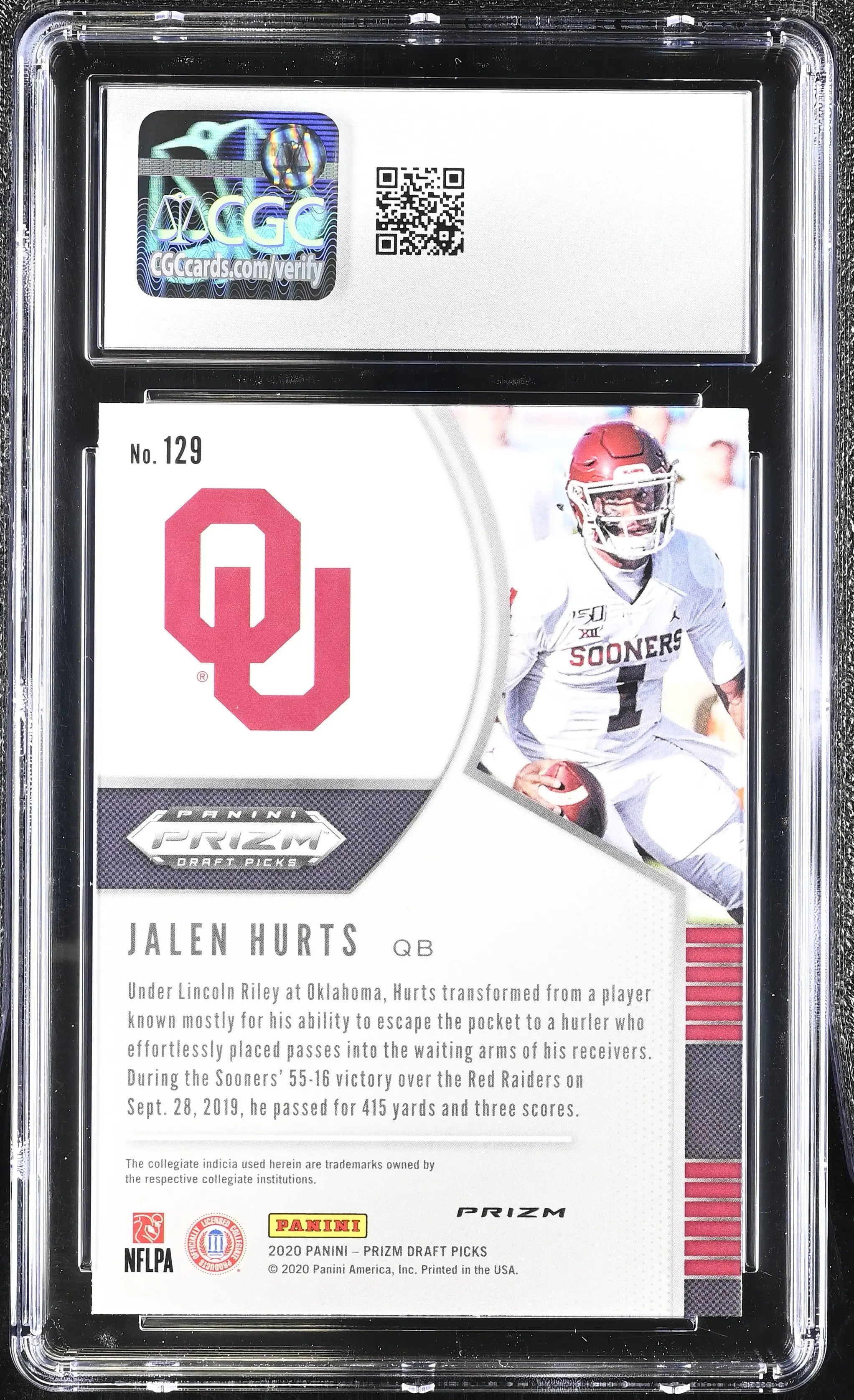 2020 Panini Prizm Draft Picks Jalen Hurts #129 Red CGC 10 