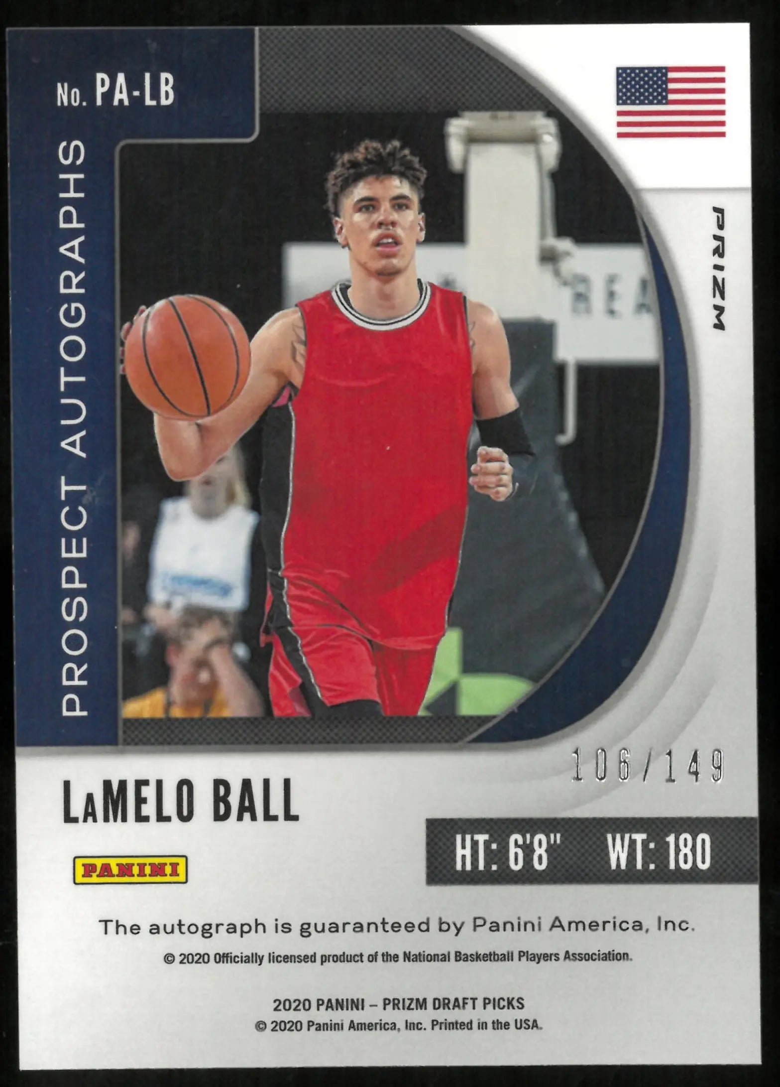 2020 Panini Prizm Draft Picks LaMelo Ball Prospects Autograph RC Rookie /149 
