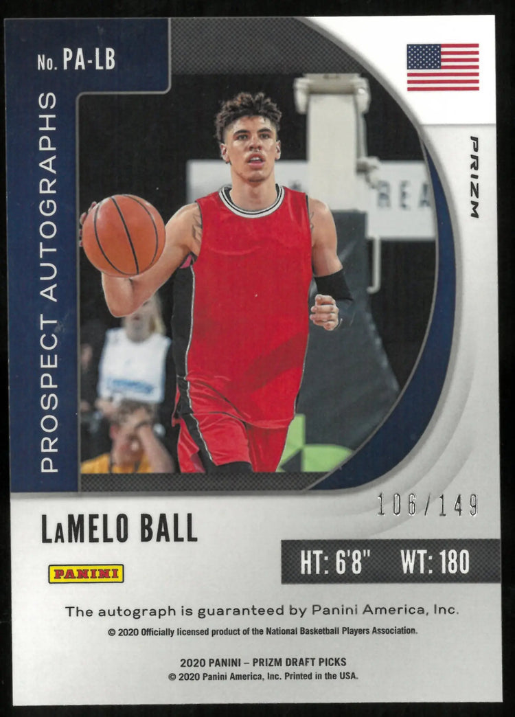 2020 Panini Prizm Draft Picks LaMelo Ball Prospects Autograph RC Rookie /149 