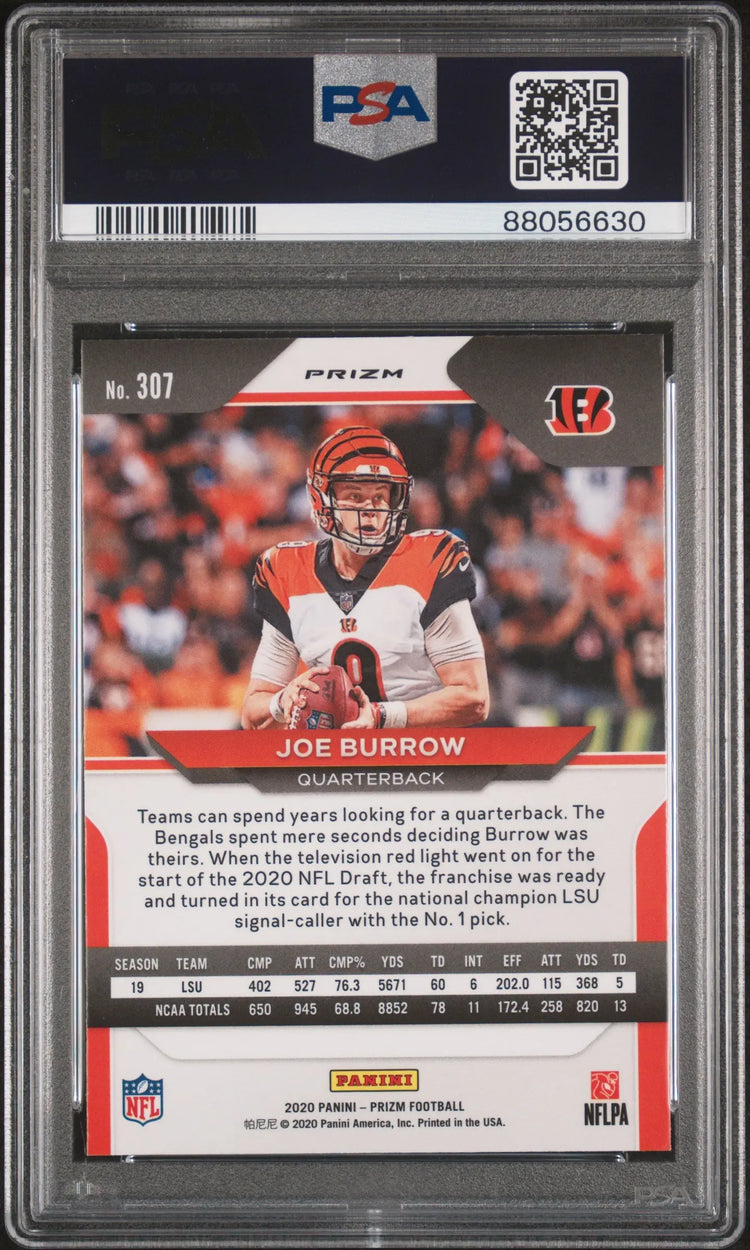 2020 Panini Prizm Football Joe Burrow RC Rookie Light Blue PSA 9 