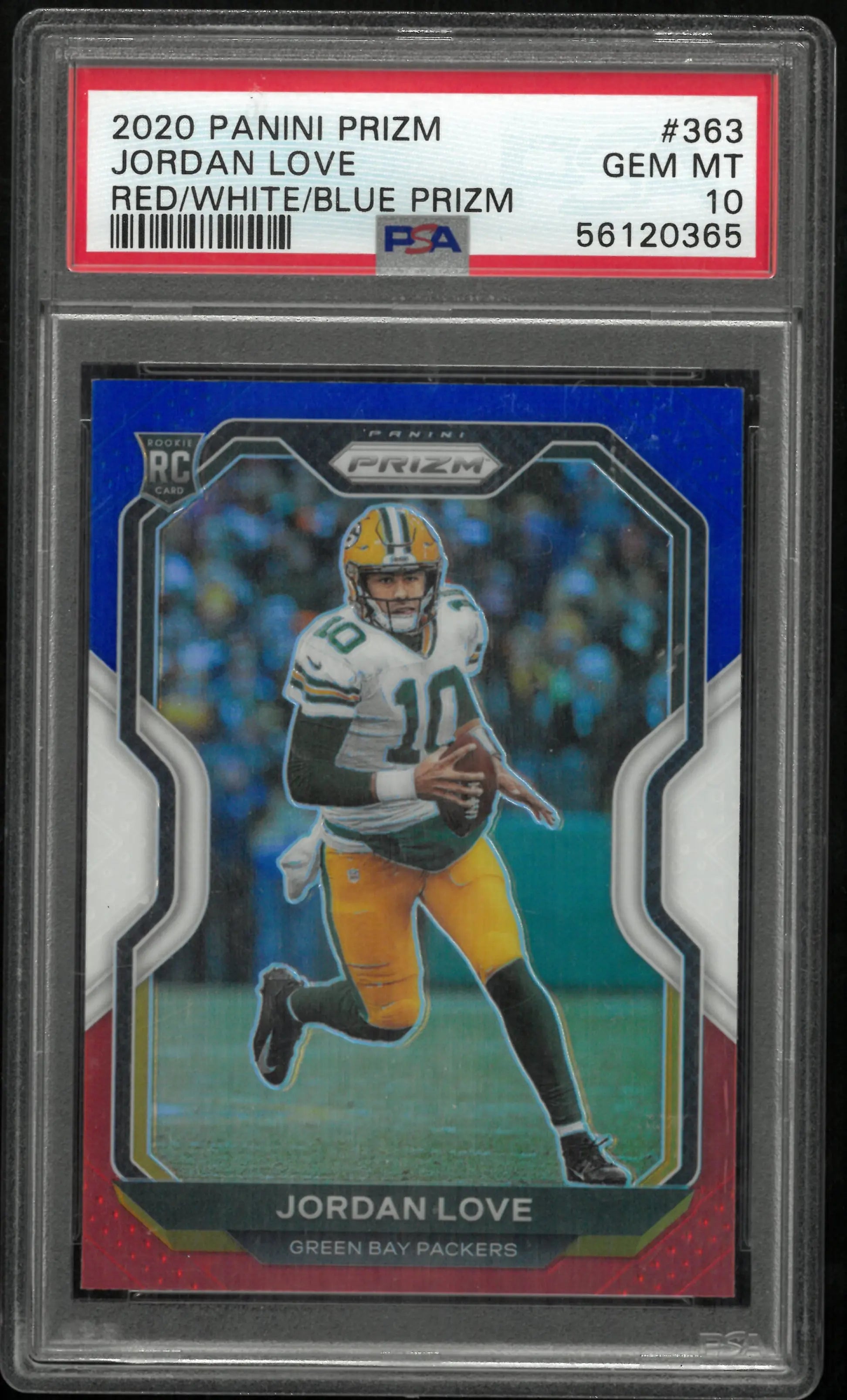 2020 Panini Prizm Jordan Love #363 Red White Blue PSA 10 RC Rookie Packers 