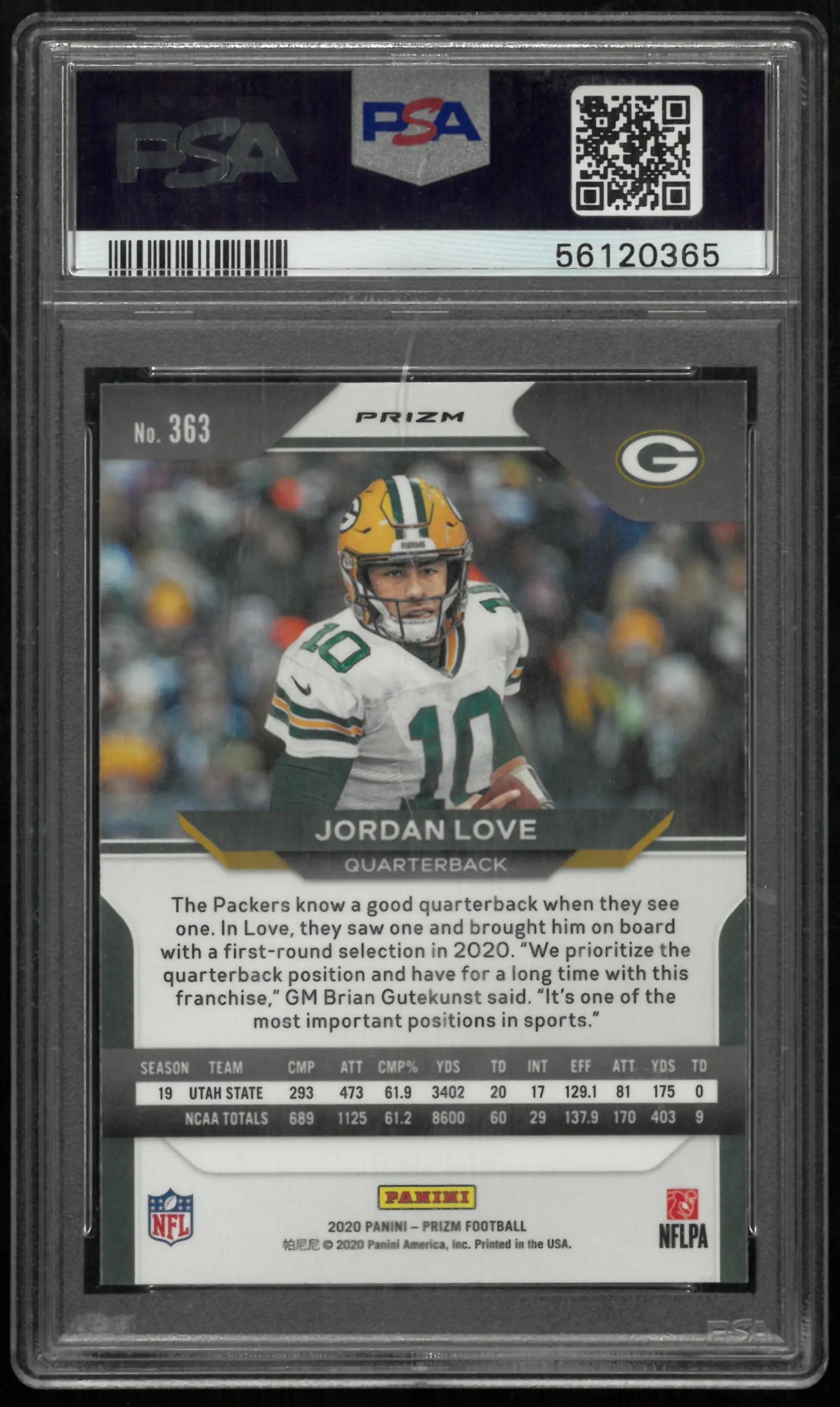 2020 Panini Prizm Jordan Love #363 Red White Blue PSA 10 RC Rookie Packers 