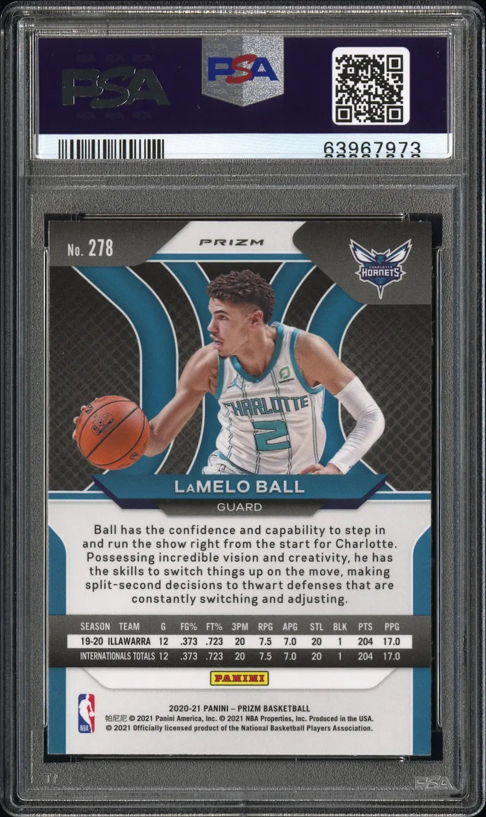 2020 Panini Prizm Lamelo Ball #278 Blue Wave PSA 10 