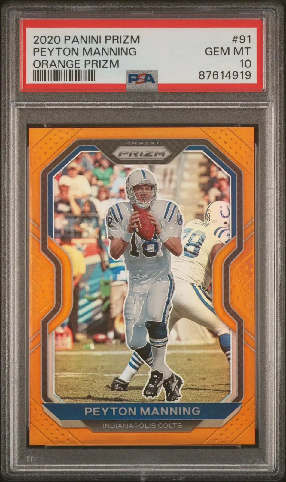 2020 Panini Prizm Peyton Manning Orange Prizm /249 Pop 5 PSA 10 