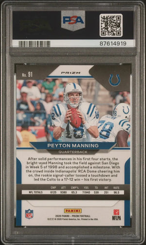 2020 Panini Prizm Peyton Manning Orange Prizm /249 Pop 5 PSA 10 