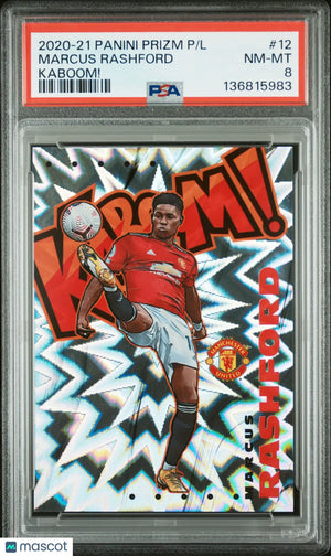 2020 Panini Prizm Premier League Kaboom! Marcus Rashford #12 PSA 8 
