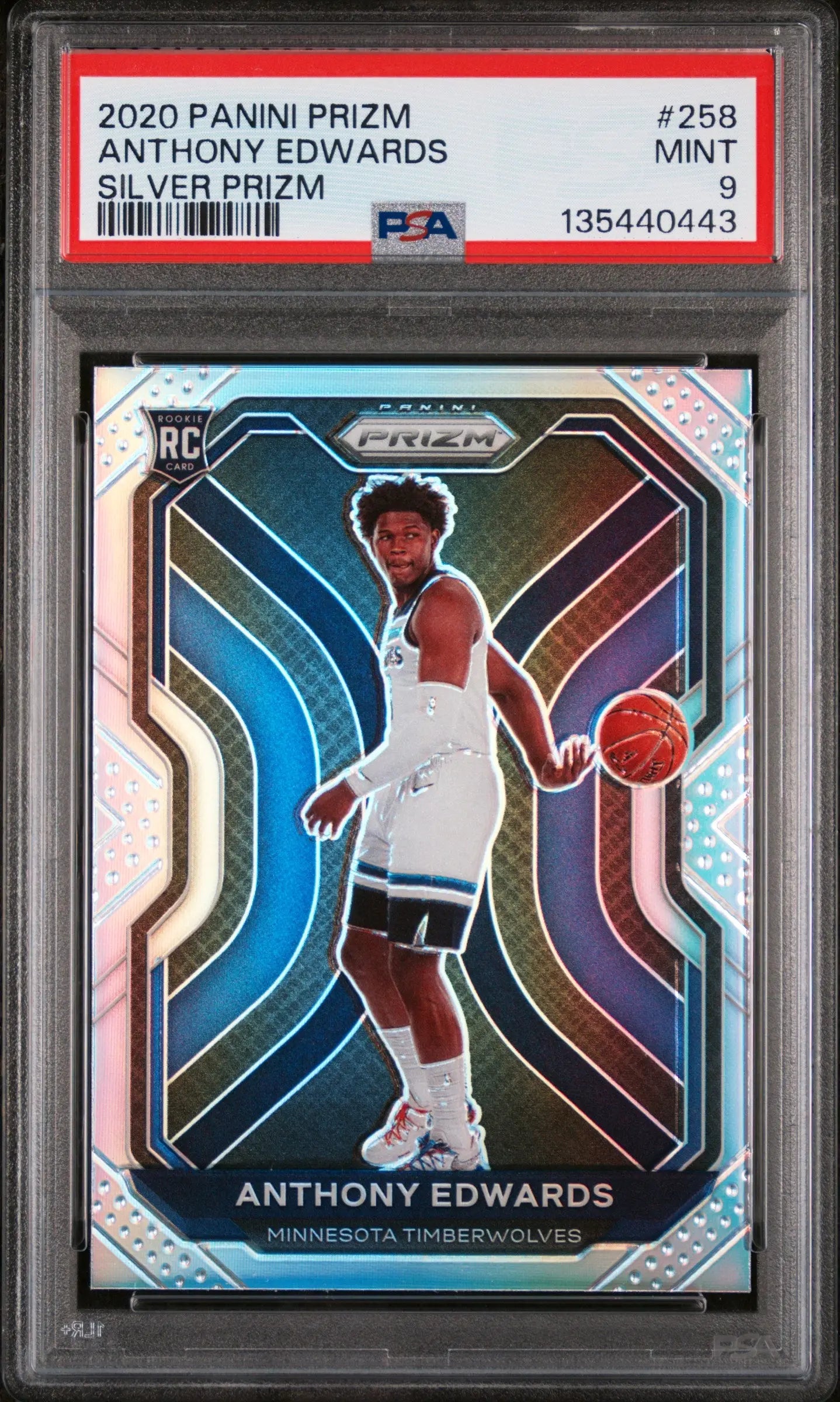 2020 Panini Prizm Rookie Anthony Edwards Silver Prizm RC PSA 9 