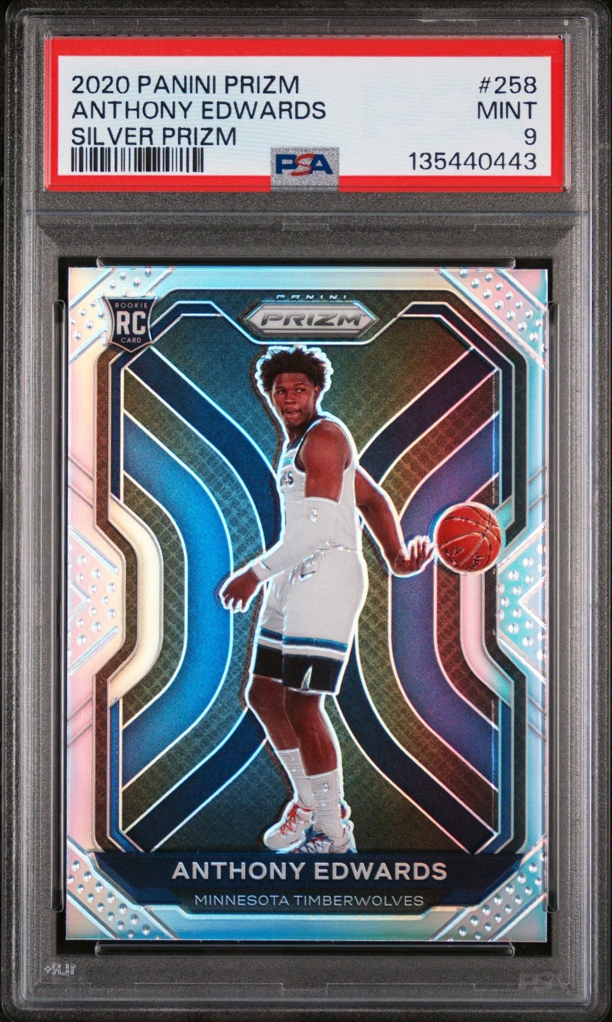 2020 Panini Prizm Rookie Anthony Edwards Silver Prizm RC PSA 9 