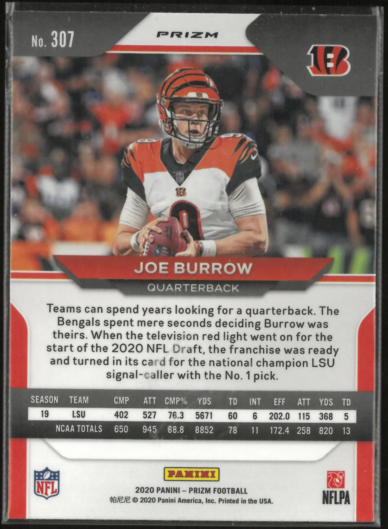2020 Panini Prizm Rookie Joe Burrow Green RC 