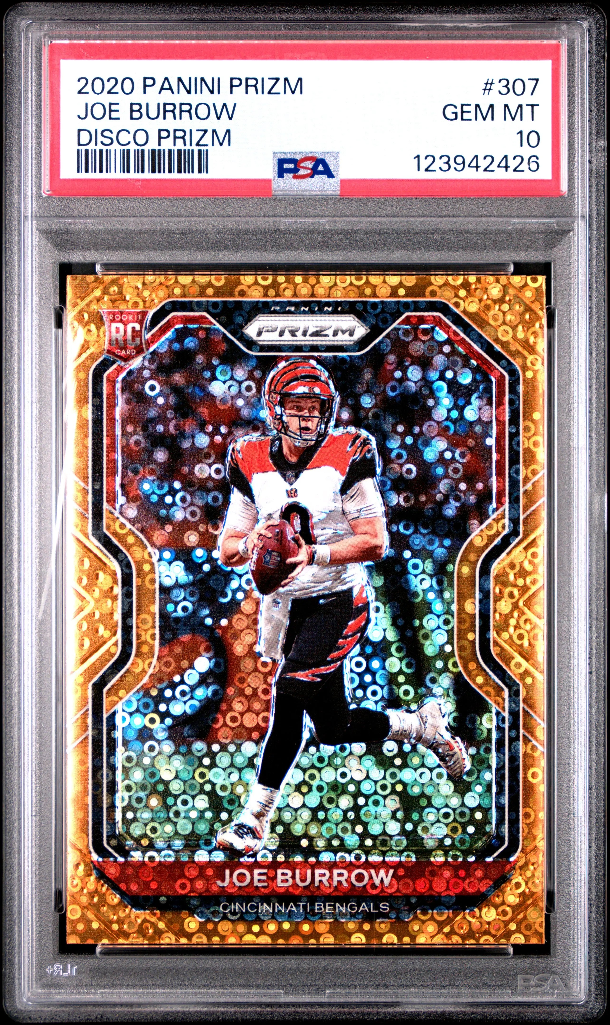 2020 Panini Prizm Rookie Joe Burrow Orange Disco Prizm RC PSA 10 