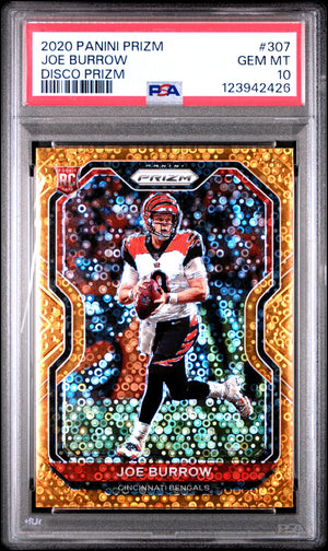 2020 Panini Prizm Rookie Joe Burrow Orange Disco Prizm RC PSA 10 