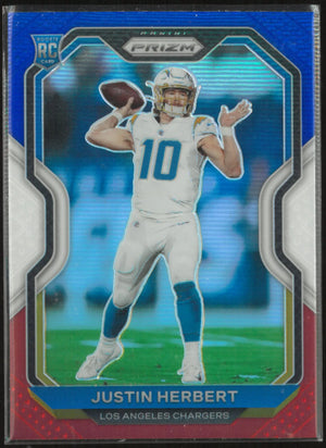 2020 Panini Prizm Rookie Justin Herbert Blue/White/Red RC 