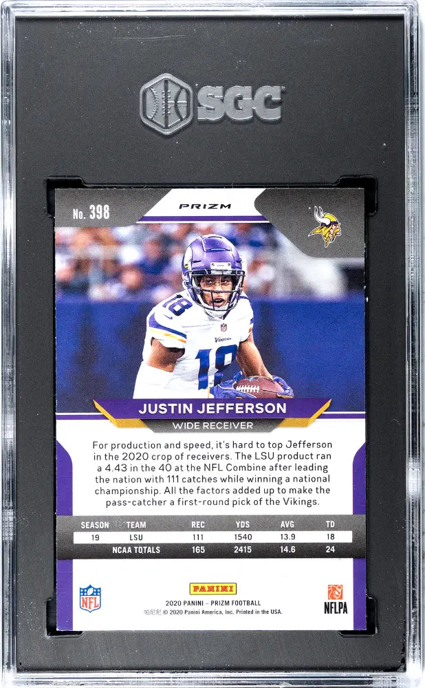 2020 Panini Prizm Rookie Justin Jefferson Orange Lazer RC SGC 8.5 