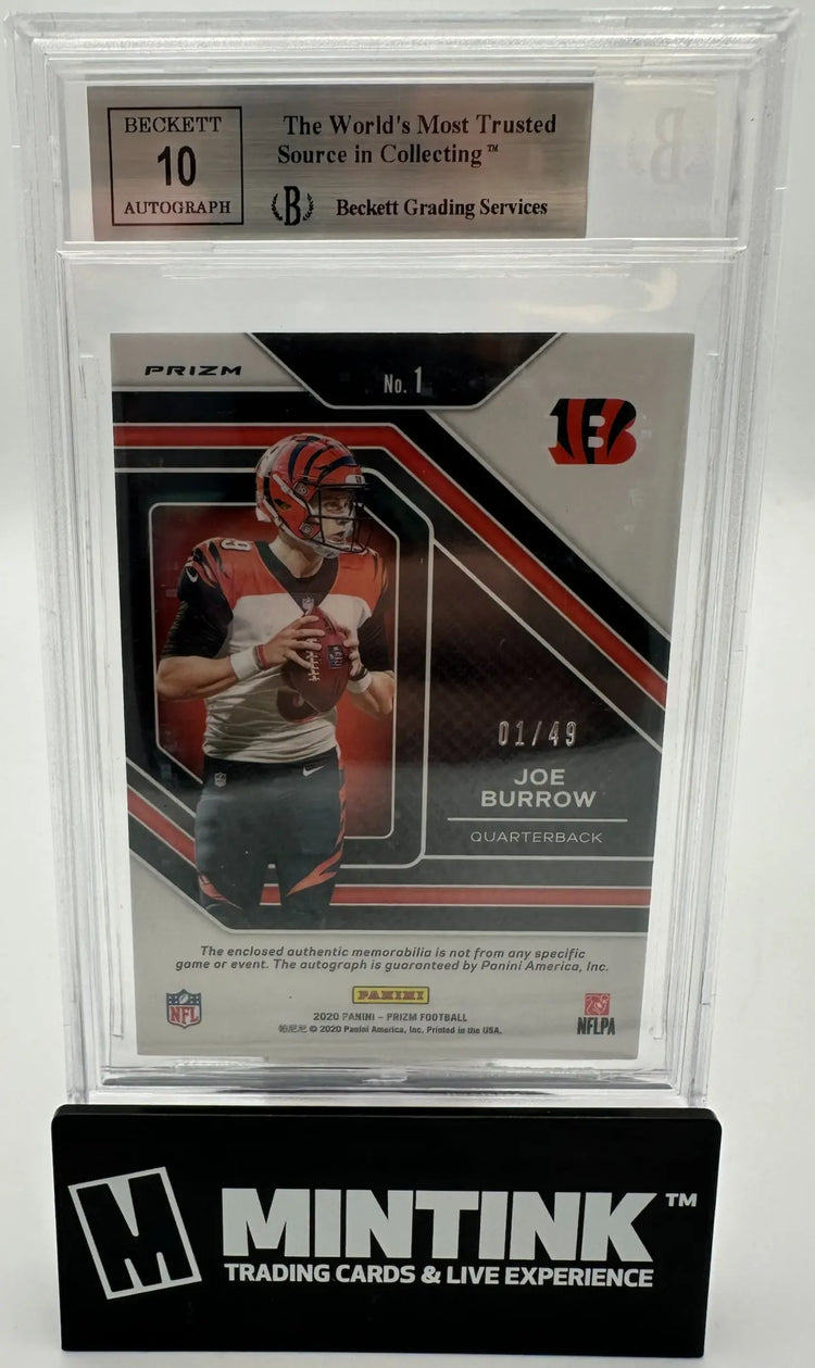 2020 Panini Prizm Rookie Patch Autograph Joe Burrow Purple /49 BGS 9 Auto 10 