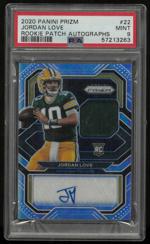 2020 Panini Prizm Rookie Patch Autographs Jordan Love Auto /99 RC PSA 9 