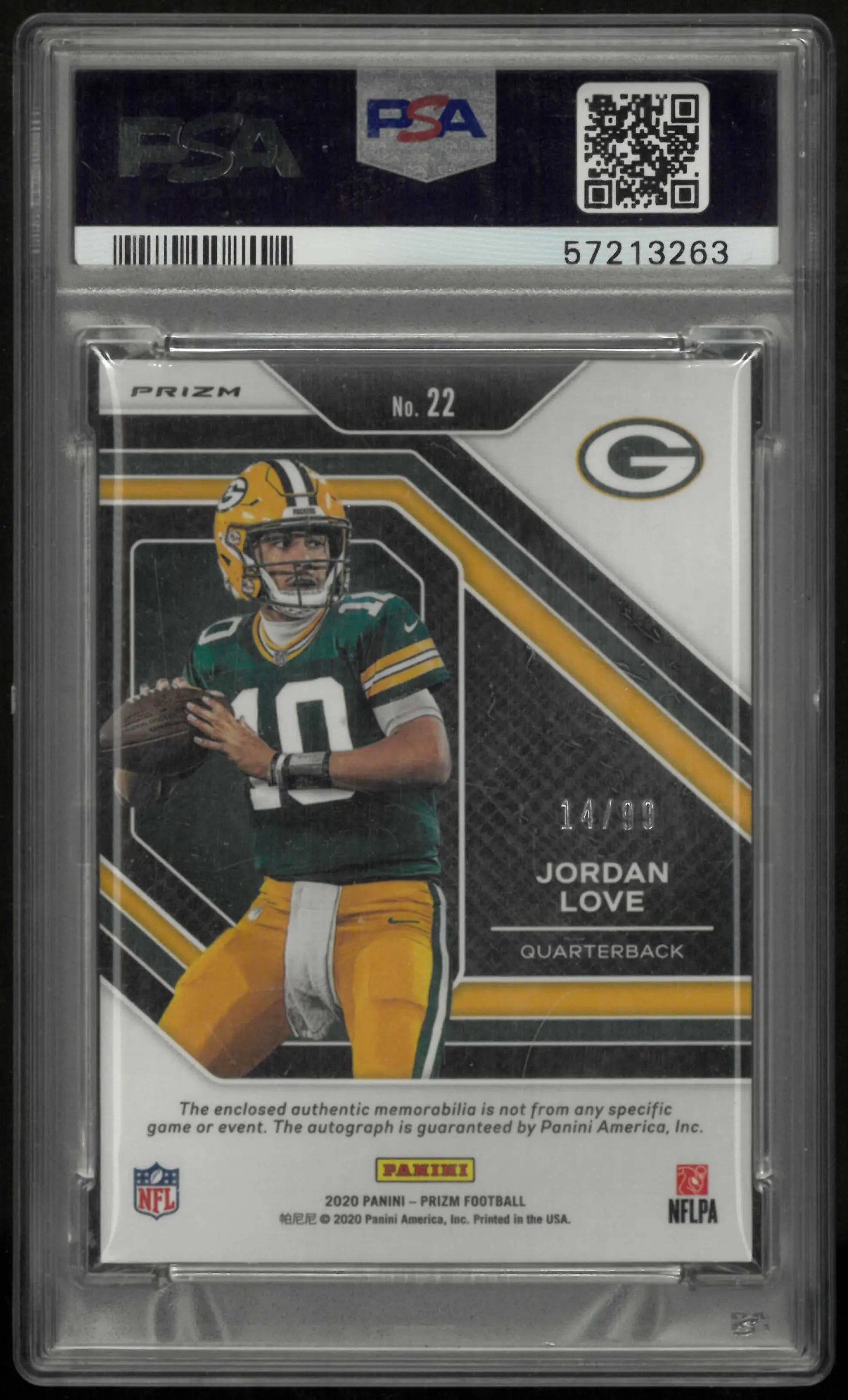 2020 Panini Prizm Rookie Patch Autographs Jordan Love Auto /99 RC PSA 9 