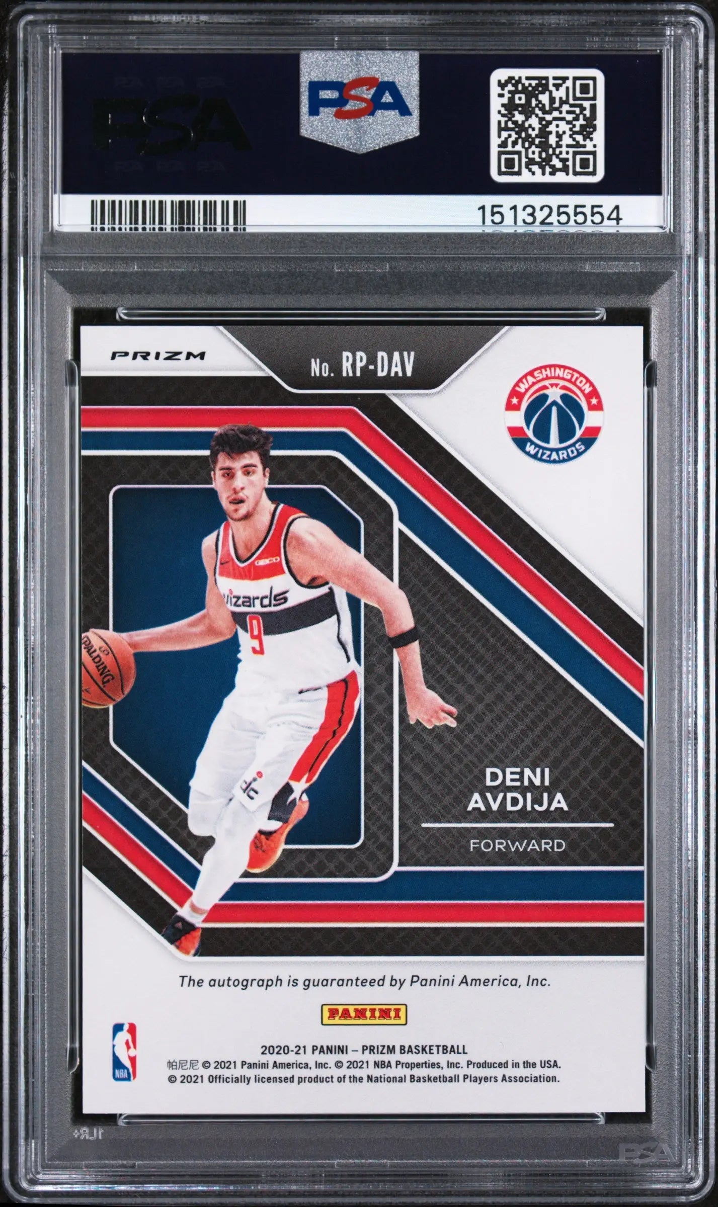 2020 Panini Prizm Rookie Penmanship Autograph Deni Avdija Auto Silver RC PSA 8 