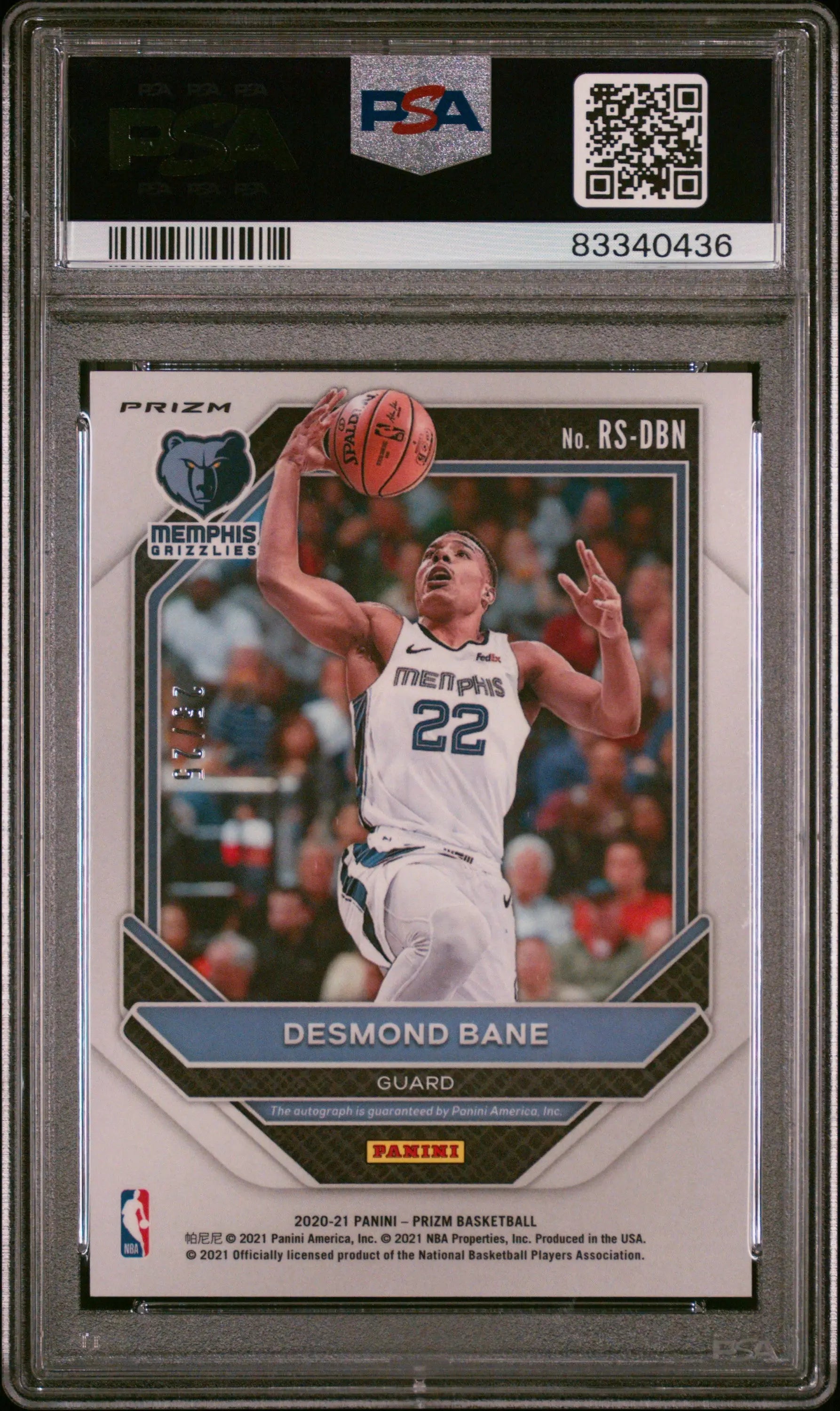2020 Panini Prizm Rookie Signatures Autograph Auto RC Desmond Bane PSA 10 /25 