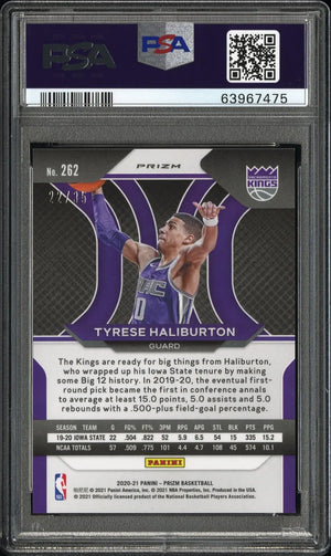 2020 Panini Prizm Tyrese Haliburton RC Rookie #262 Purple Pulsar PSA 10 /35 