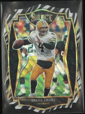 2020 Panini Select Brett Favre Die Cut Zebra Wave Prizm 