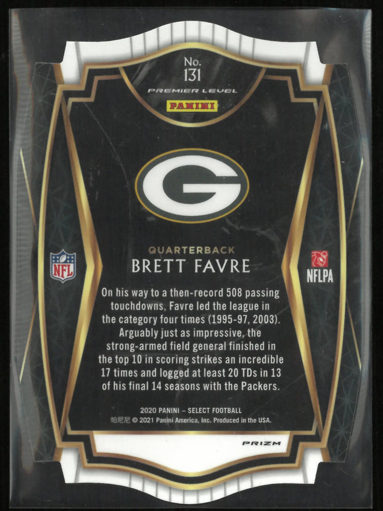 2020 Panini Select Brett Favre Die Cut Zebra Wave Prizm 