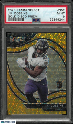 2020 Panini Select J. K. Dobbins #352 Gold Disco Prizm PSA 9 