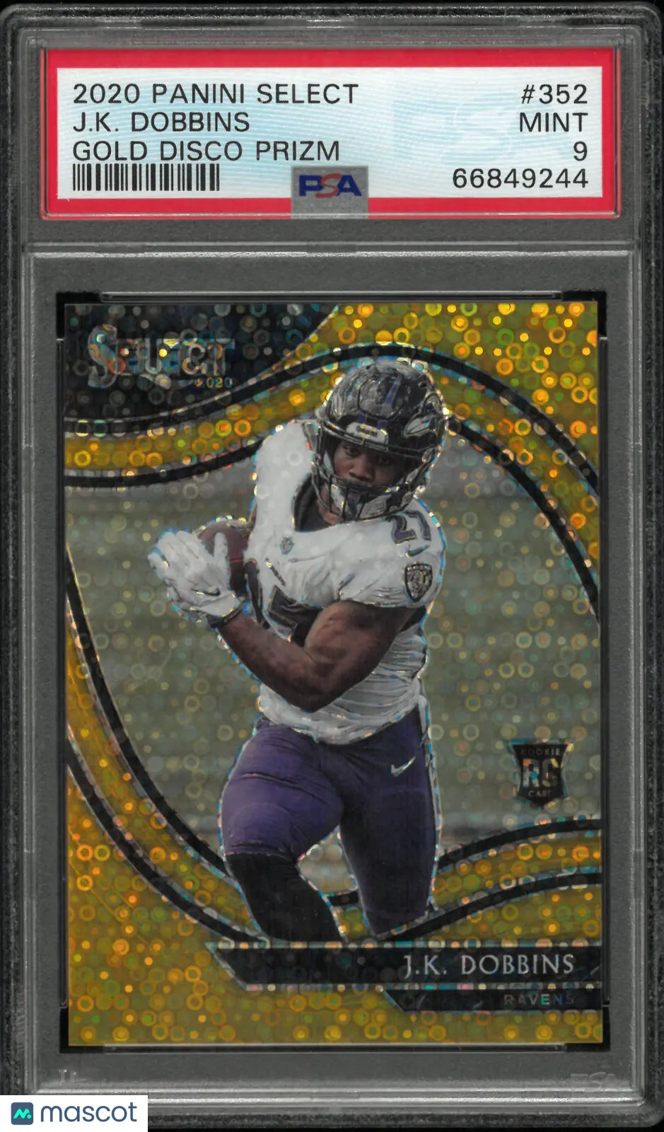 2020 Panini Select J. K. Dobbins #352 Gold Disco Prizm PSA 9 