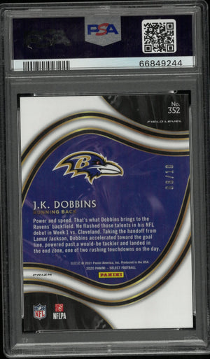 2020 Panini Select J. K. Dobbins #352 Gold Disco Prizm PSA 9 