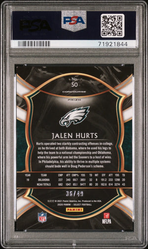 2020 Panini Select Jalen Hurts RC Rookie Orange Prizm PSA 9 /49 Eagles 