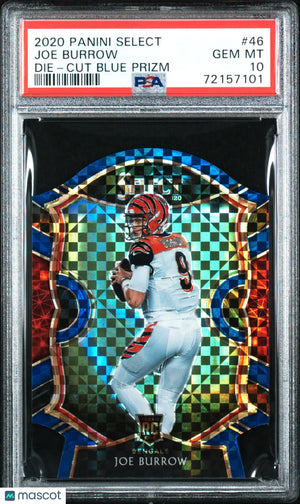 2020 Panini Select Joe Burrow RC Rookie #46 Die Cut Blue Prizm PSA 10 