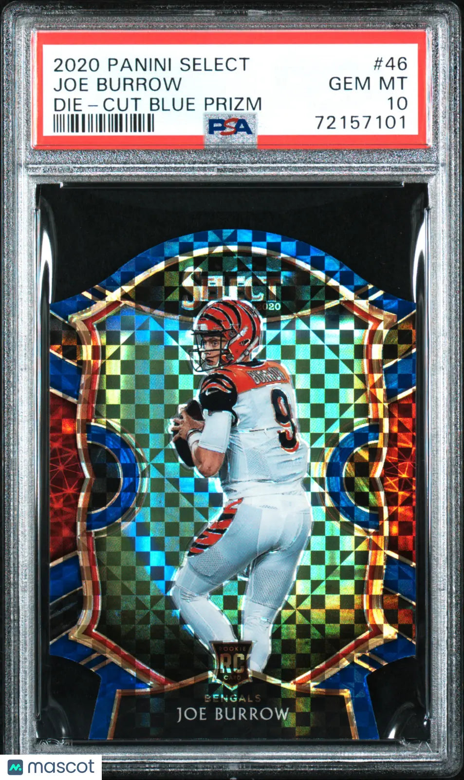 2020 Panini Select Joe Burrow RC Rookie #46 Die Cut Blue Prizm PSA 10 