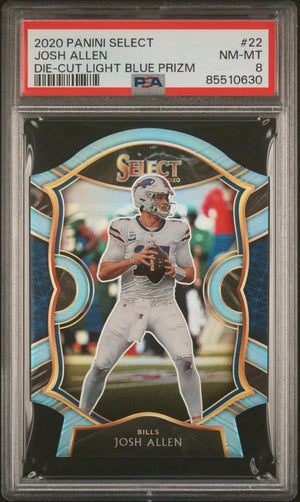 2020 Panini Select Josh Allen Die Cut Light Blue Prizm PSA 8 