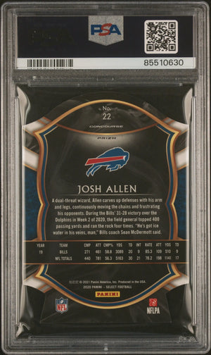 2020 Panini Select Josh Allen Die Cut Light Blue Prizm PSA 8 