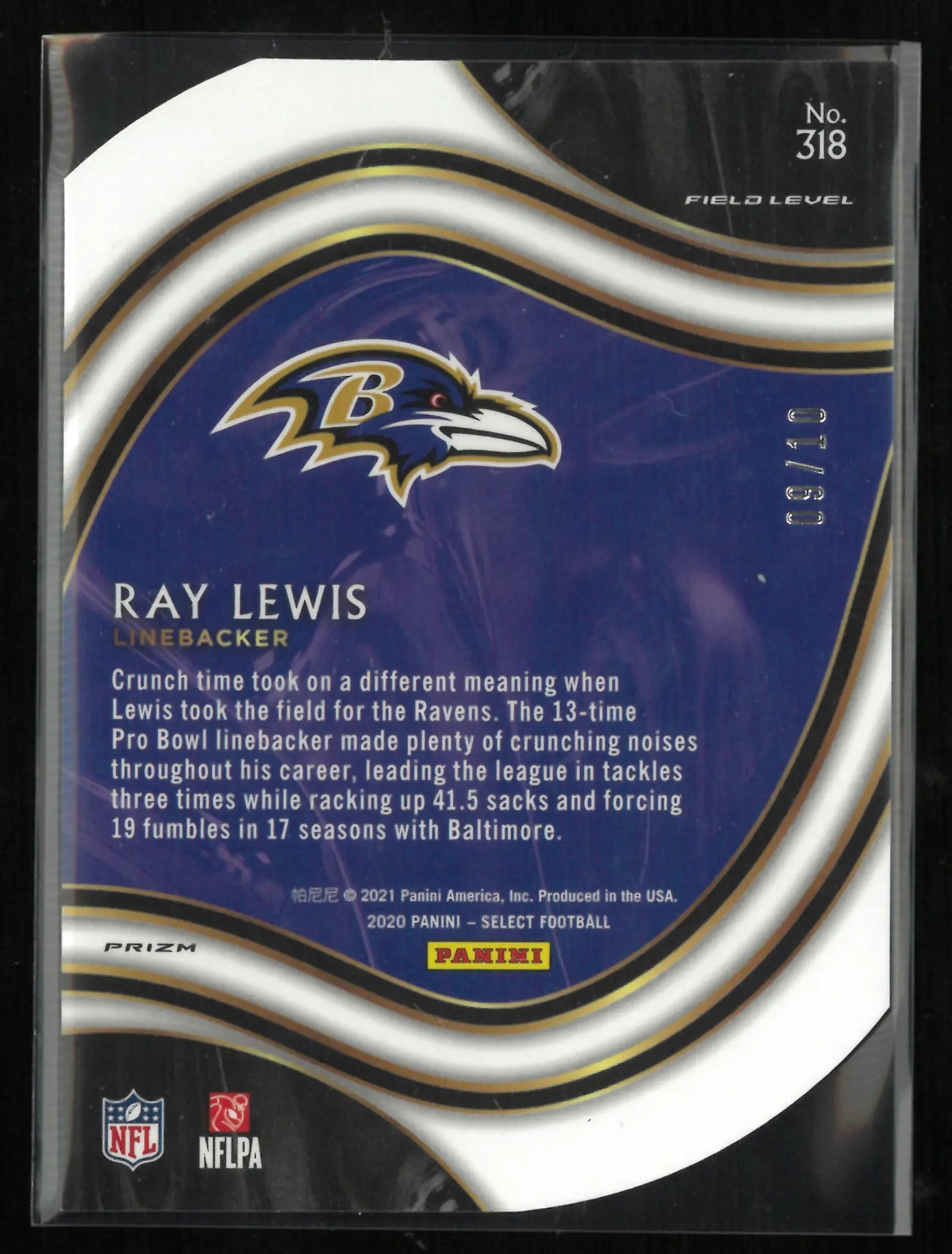 2020 Panini Select Ray Lewis Gold Xfractor /10 