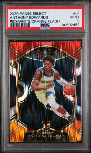 2020 Panini Select Rookie Anthony Edwards Red/White/Orange Flash RC PSA 9 